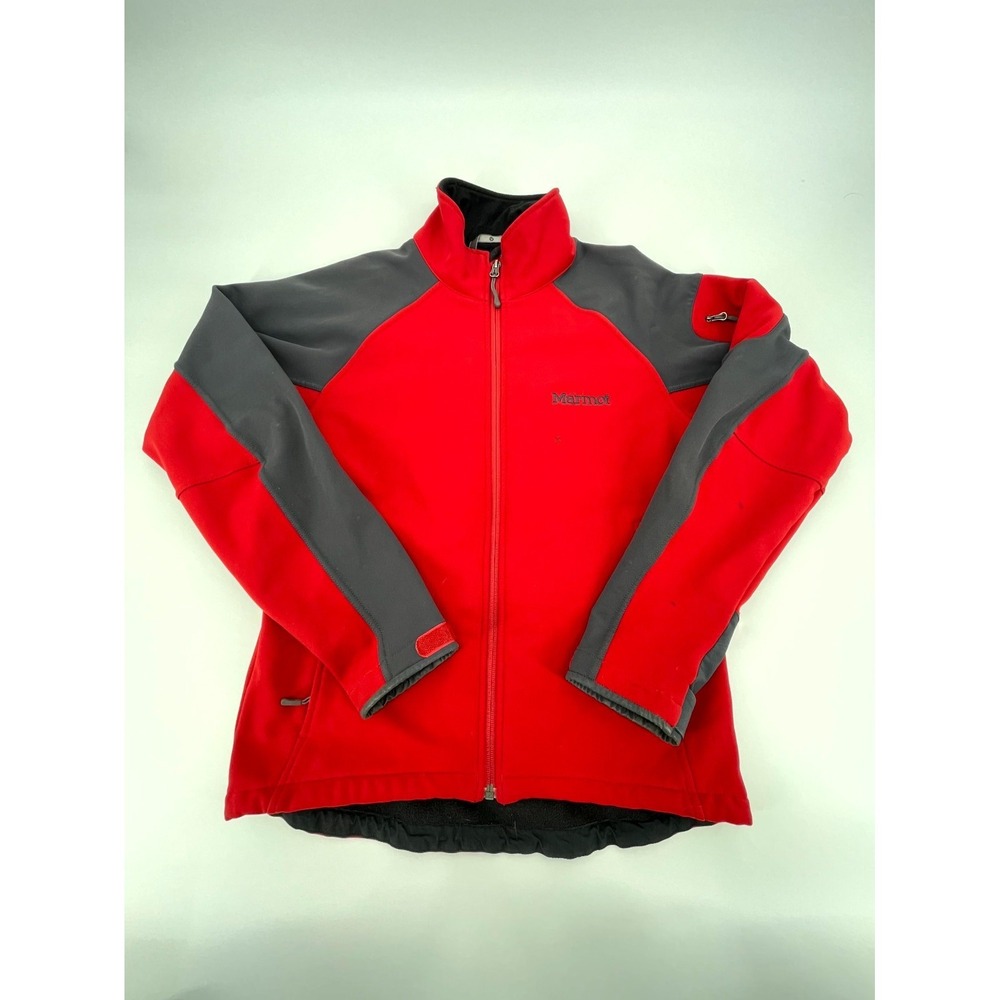 Marmot Gravity Windstopper Jacket Mens Small Red Gray Stretch Full Zip Mock Neck